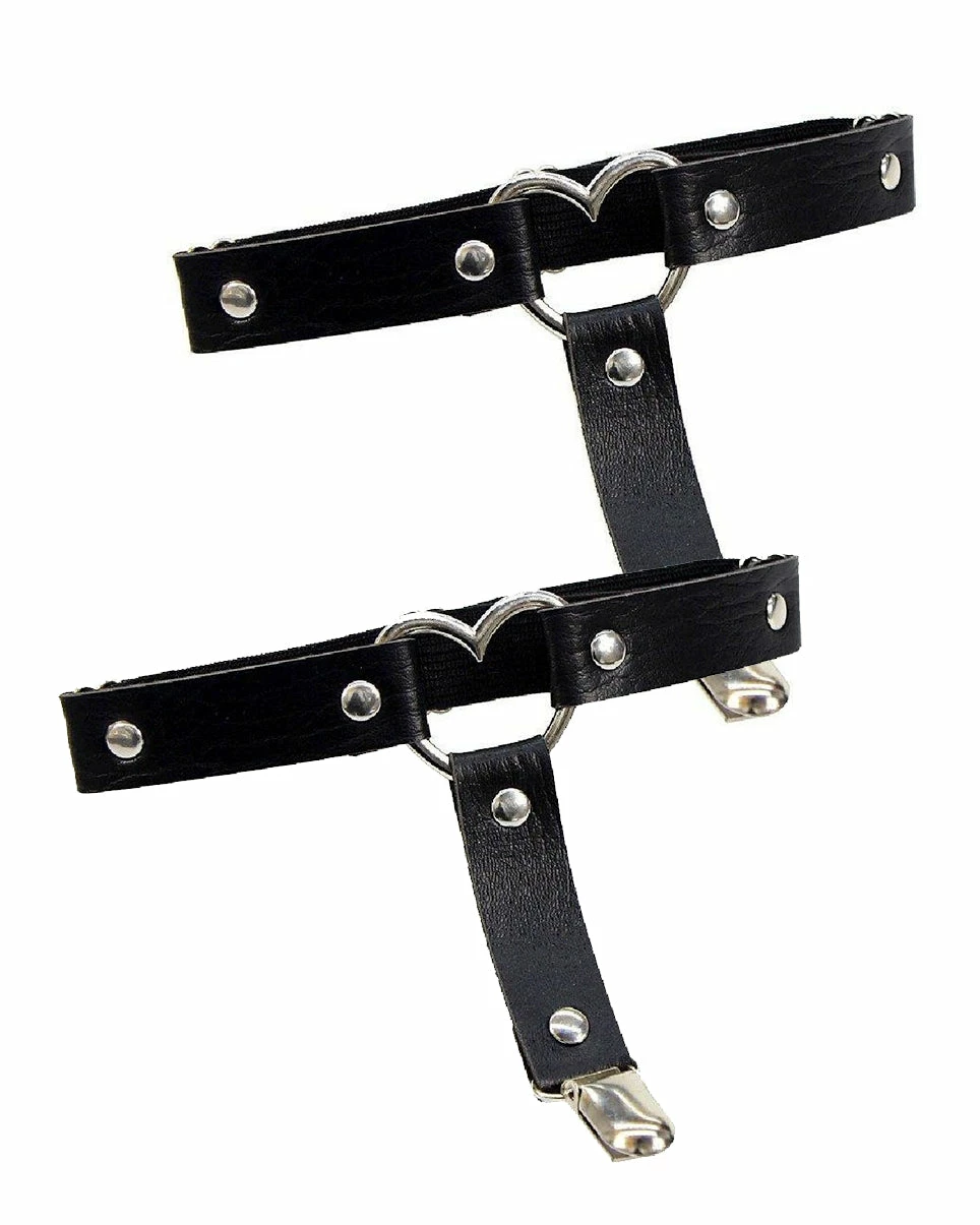 AE 2pc Heart Ring Faux Leather Leg Garters 6 AE 2pc Heart Ring Faux Leather Leg Garters - Image 6