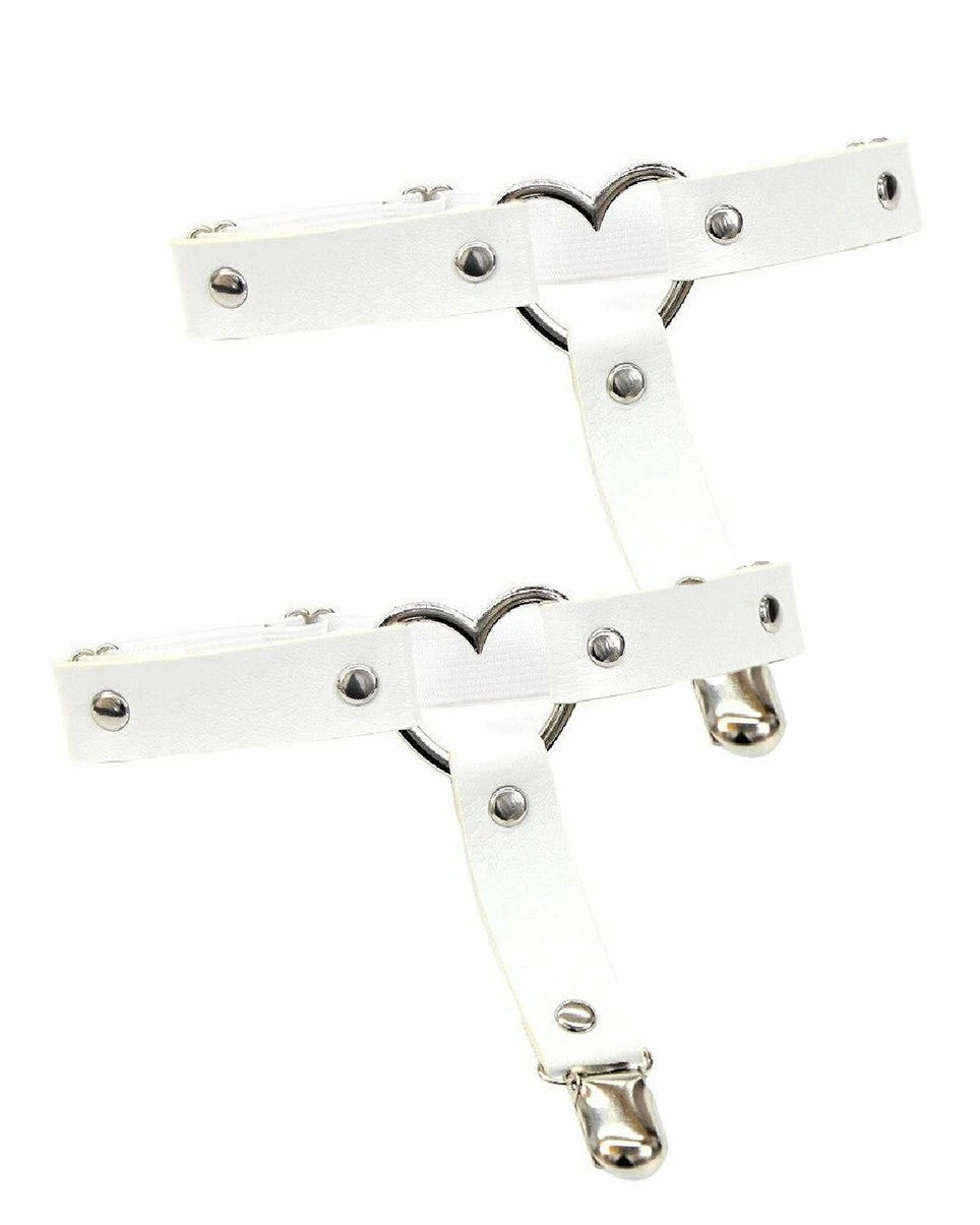 AE 2pc Heart Ring Faux Leather Leg Garters 8 AE 2pc Heart Ring Faux Leather Leg Garters - Image 8