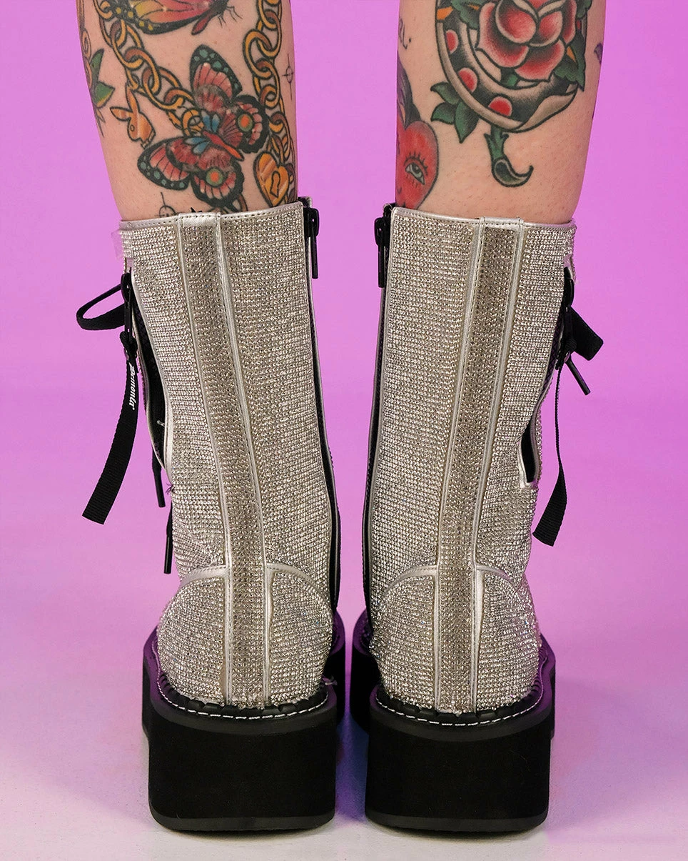 Pleasers Demonia Emily Rhinestone Combat Boots 5 Pleasers Demonia Emily Rhinestone Combat Boots - Image 3