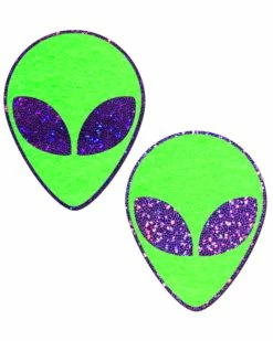 Pastease Green Space Alien With Purple Glitter Eyes Pasties