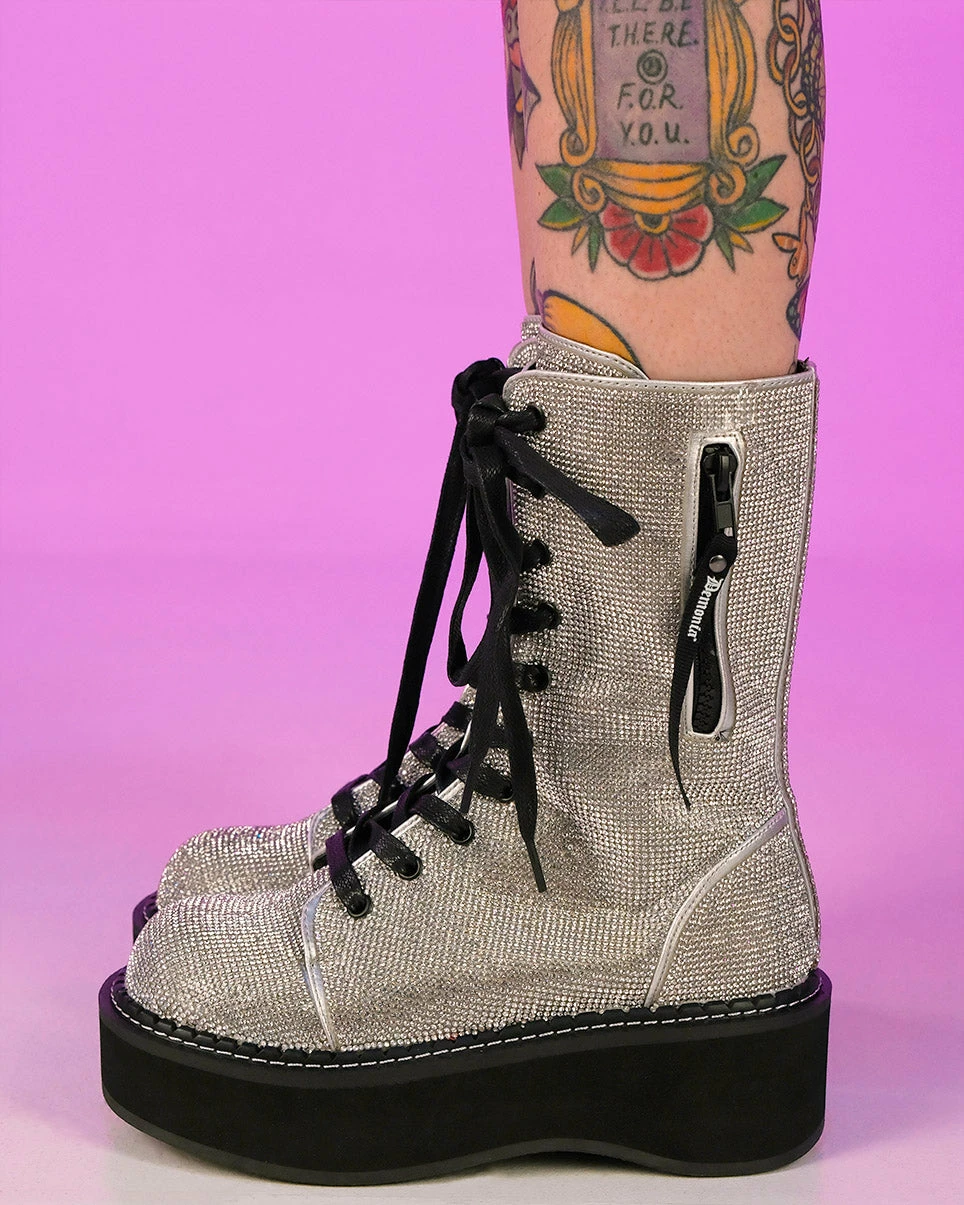 Pleasers Demonia Emily Rhinestone Combat Boots 4 Pleasers Demonia Emily Rhinestone Combat Boots - Image 2