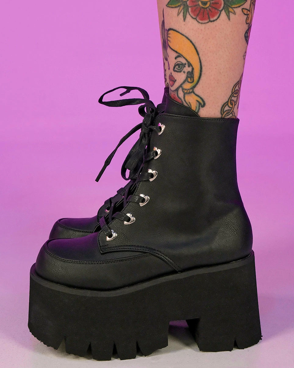 Pleasers Demonia Ashes Black Fuzzy Cuff Boots 5 Pleasers Demonia Ashes Black Fuzzy Cuff Boots - Image 3