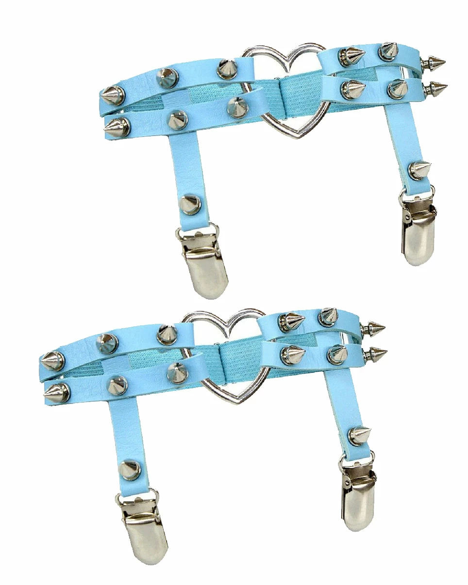 AE 2pc Heart Spiked Faux Leather Leg Garters 6 AE 2pc Heart Spiked Faux Leather Leg Garters - Image 6