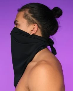 Shark Plain Black Triangle Bandanna Mask