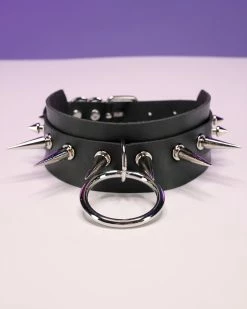 AE Spiked & Studded O-Ring Faux Leather Choker