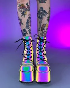 Pleasers Demonia Rainbow Reflective Platform Bootie 16 Pleasers Demonia Rainbow Reflective Platform Bootie -ravewonder shop 17 30144ee1 e045 4f84 b146 19bd8a043d55