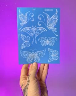 AE Soft Butterflies White Temporary Tattoo