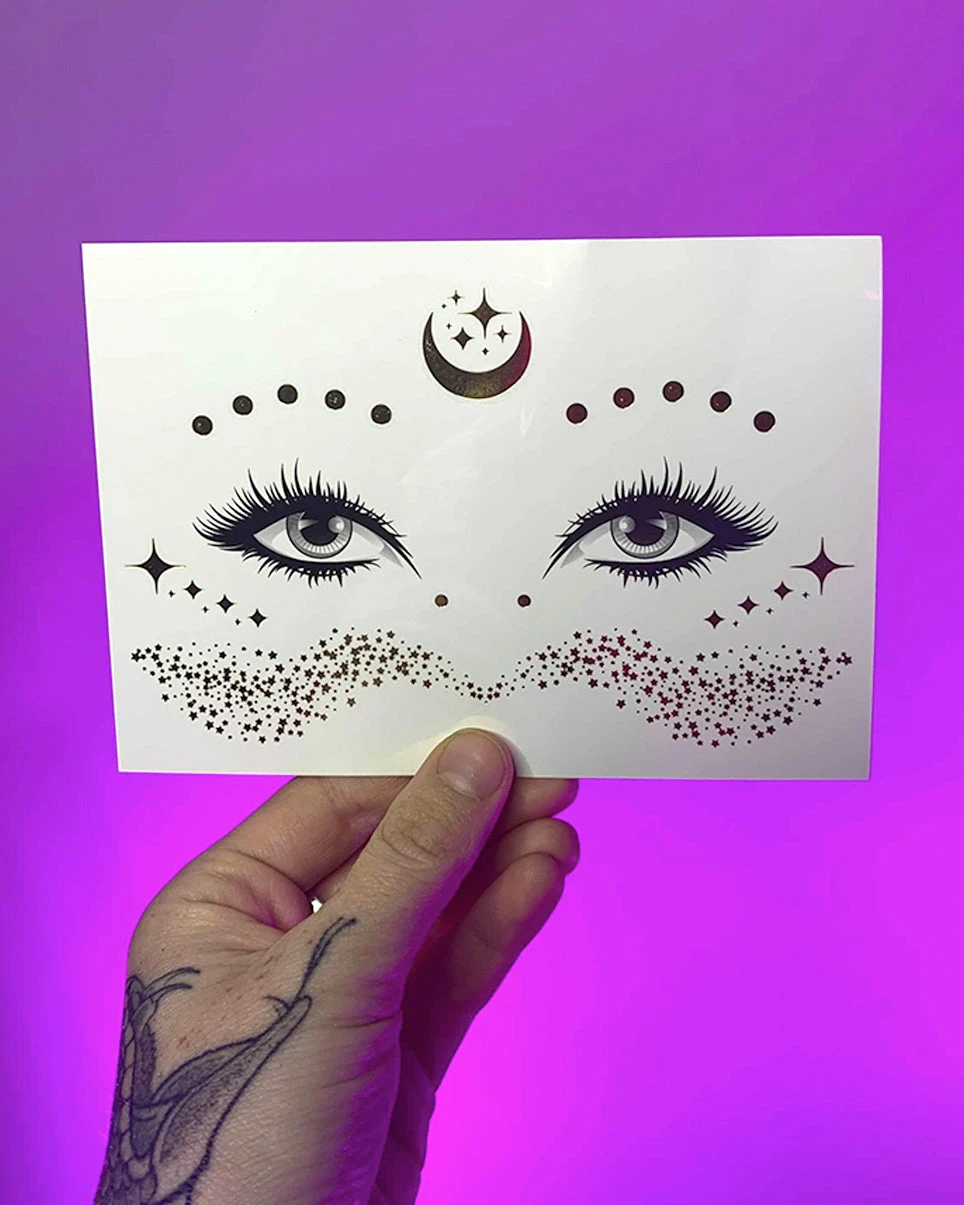 AE Crescent Moon Sparkles Gold Freckle Temporary Tattoo 1 AE Crescent Moon Sparkles Gold Freckle Temporary Tattoo