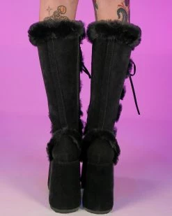 Pleasers Demonia Black Furry Winter Faux Fur Boots -ravewonder shop 1 b717e1f6 037e 4953 a46c 356444aa6c80