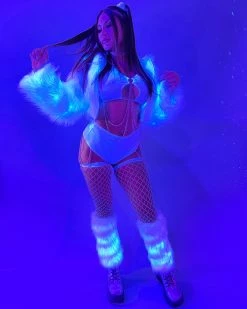J. Valentine Blue LED White Furry Cropped Hooded Jacket -ravewonder shop 23 979b9afd 3330 4031 89d0 929426e593a3