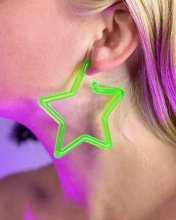 AE Neon Retro Star Acrylic Earrings -ravewonder shop 24