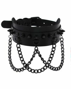 AE Spike & Chains Faux Leather Choker