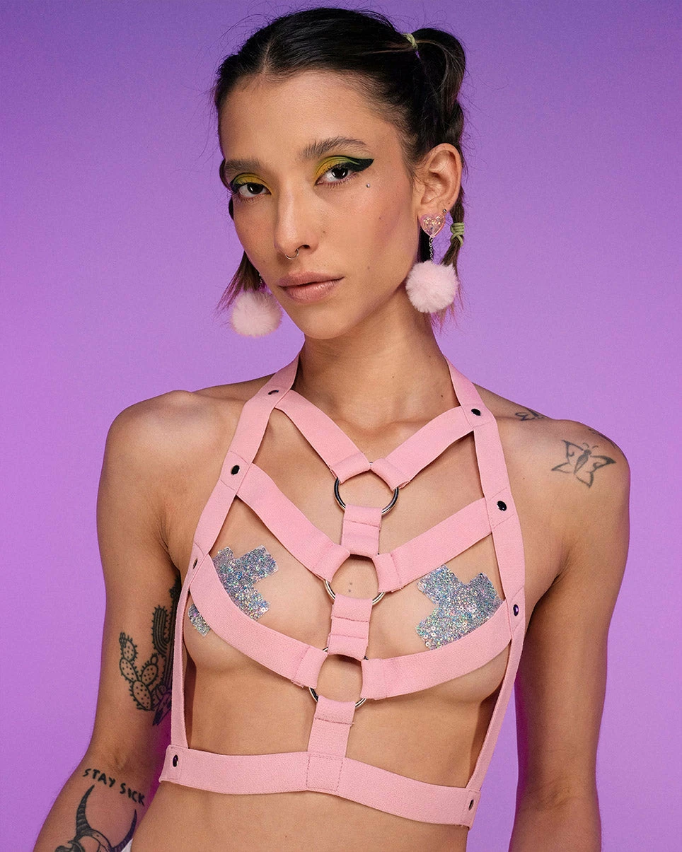 Daisy's Corsets Pink Ecstasy Stretchy Harness Top 1 Daisy's Corsets Pink Ecstasy Stretchy Harness Top