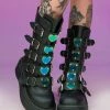Pleasers Demonia Emily Vegan Leather Heart-Buckle Boot