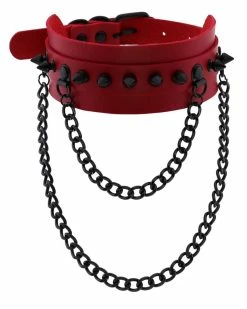 AE Spike Faux Leather Choker With Hanging Chains -ravewonder shop 4 2e51a743 c158 46ad b343 988a944b1ffc