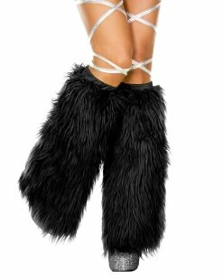 Music Legs Solid Fluffy Leg Warmers -ravewonder shop 5535 black