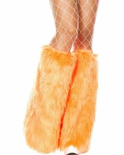 Music Legs Solid Fluffy Leg Warmers -ravewonder shop 5535 neonorange med