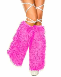 Music Legs Solid Fluffy Leg Warmers -ravewonder shop 5535 neonpink