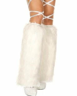 Music Legs Solid Fluffy Leg Warmers -ravewonder shop 5535 white med
