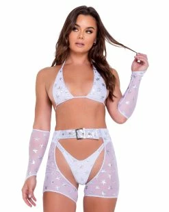 Roma Cosmic Stardust Gloves (Pair) -ravewonder shop 6080 6081 6083 6163 Wht