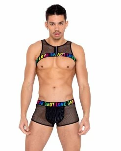 Roma Rainbow Love Chain Fishnet Harness -ravewonder shop 6160 6161 2