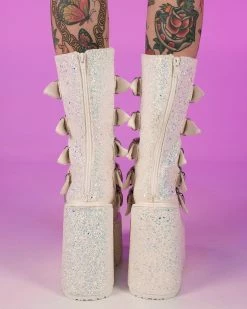 Pleasers Demonia White Multi Glitter Platform Mid-Calf Boots -ravewonder shop 6 cb01ba34 afd2 4bb1 97f8 6a200f907727