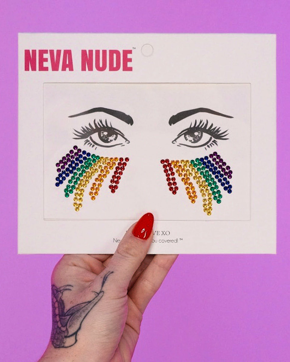 Neva Nude Rainbow Tears Crystal Face Jewels 1 Neva Nude Rainbow Tears Crystal Face Jewels