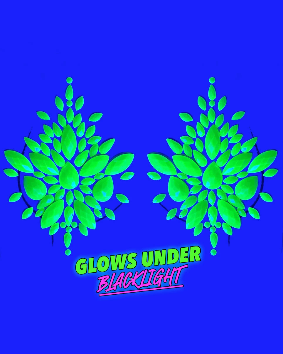 Uniflying Neon Yellow Black Light Jewel Pasties 4 Uniflying Neon Yellow Black Light Jewel Pasties - Image 4
