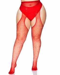 Leg Avenue Rhinestone Fishnet Suspender Pantyhose -ravewonder shop 9108X00308 main