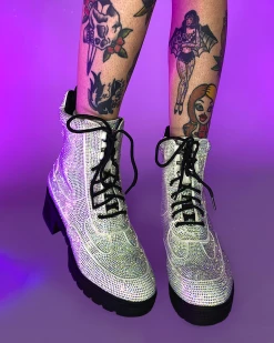 Chengda Bombella Covered In Diamonds Rhinestone Combat Boots