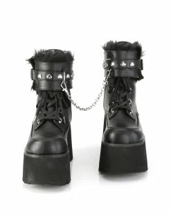 Pleasers Demonia Ashes Black Fuzzy Cuff Boots 23 Pleasers Demonia Ashes Black Fuzzy Cuff Boots -ravewonder shop ASHES 57 BVL01