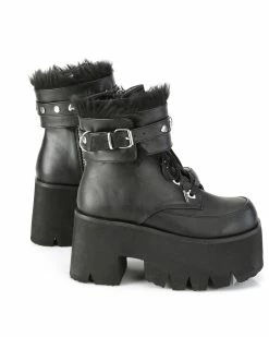 Pleasers Demonia Ashes Black Fuzzy Cuff Boots 22 Pleasers Demonia Ashes Black Fuzzy Cuff Boots -ravewonder shop ASHES 57 BVL13
