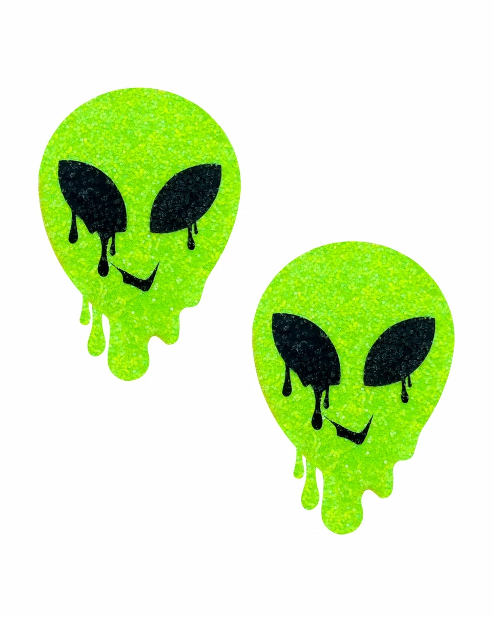 Neva Nude Melty Alien Sparkle Neon Green UV Reactive Pasties 3 Neva Nude Melty Alien Sparkle Neon Green UV Reactive Pasties - Image 3