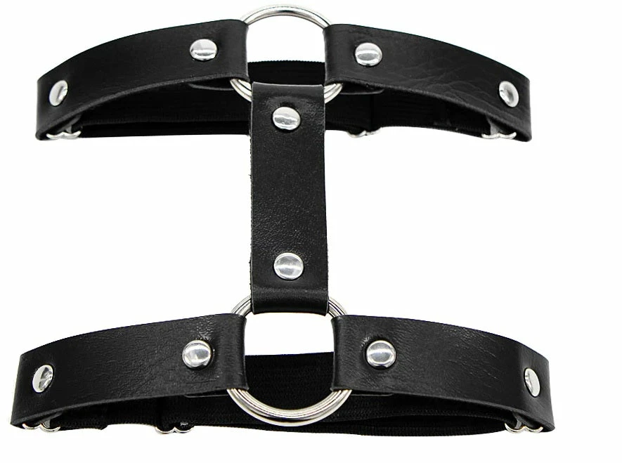 AE 1pc Miss Behaved Dual-Strap Faux Leather O-Ring Leg Garter 9 AE 1pc Miss Behaved Dual-Strap Faux Leather O-Ring Leg Garter - Image 9