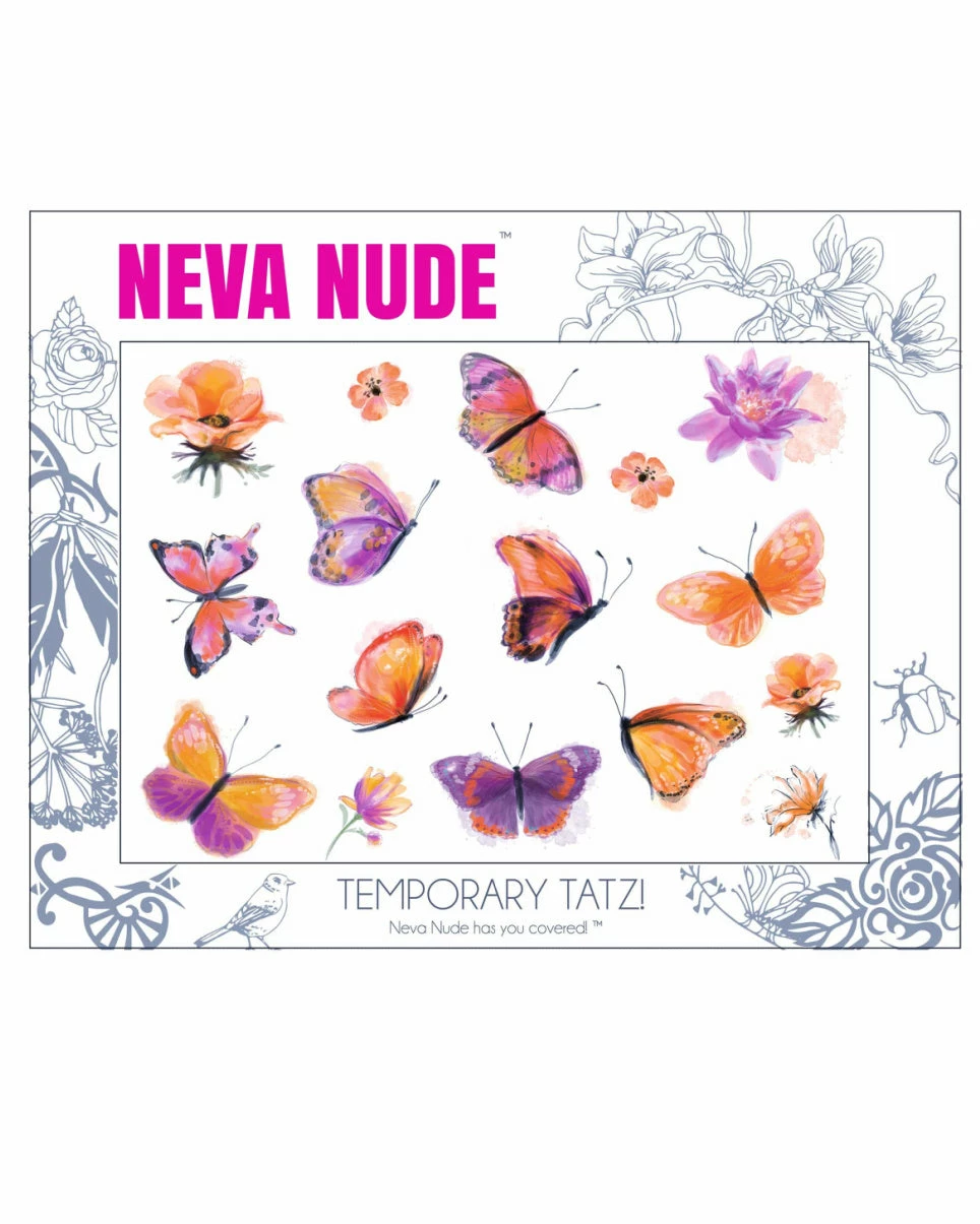 Neva Nude Orange Butterfly Kisses Giant Temporary Tattoo Pack 3 Neva Nude Orange Butterfly Kisses Giant Temporary Tattoo Pack - Image 3
