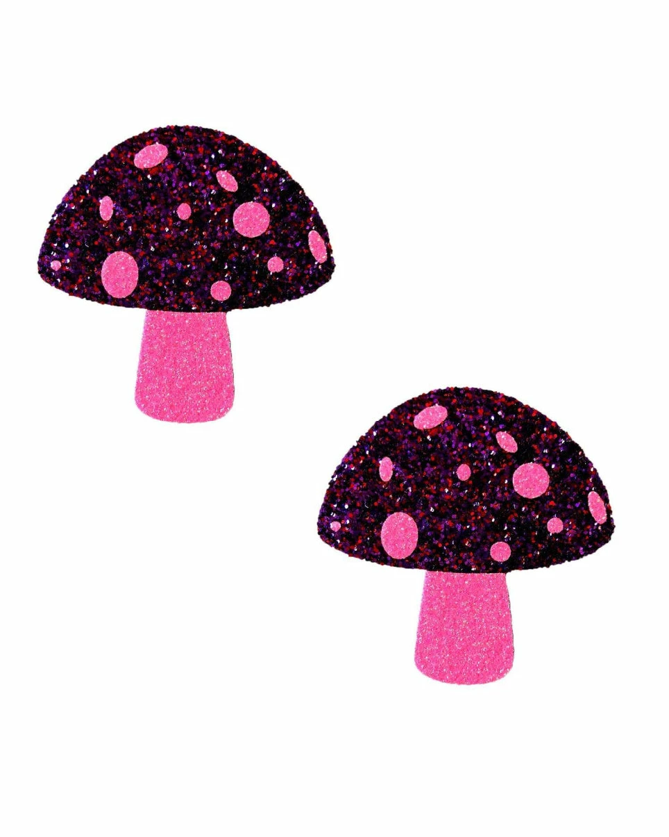 Neva Nude Alice Down The Rabbit Hole Pink Glitter UV Blacklight Shroom Nipztix Pasties 3 Neva Nude Alice Down The Rabbit Hole Pink Glitter UV Blacklight Shroom Nipztix Pasties - Image 3