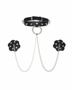 Neva Nude Reusable Faux Leather Pasties & Choker
