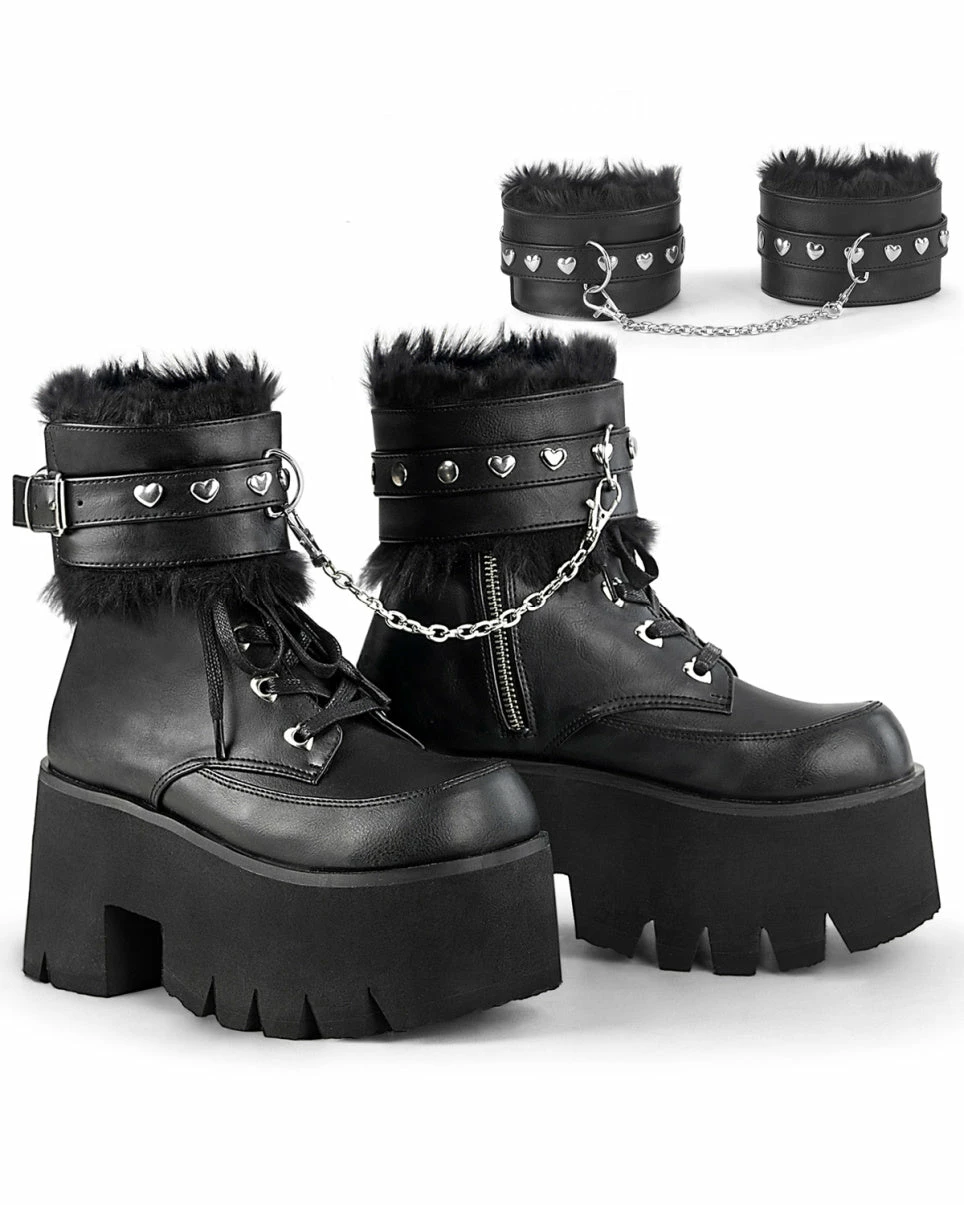 Pleasers Demonia Ashes Black Fuzzy Cuff Boots 10 Pleasers Demonia Ashes Black Fuzzy Cuff Boots - Image 8