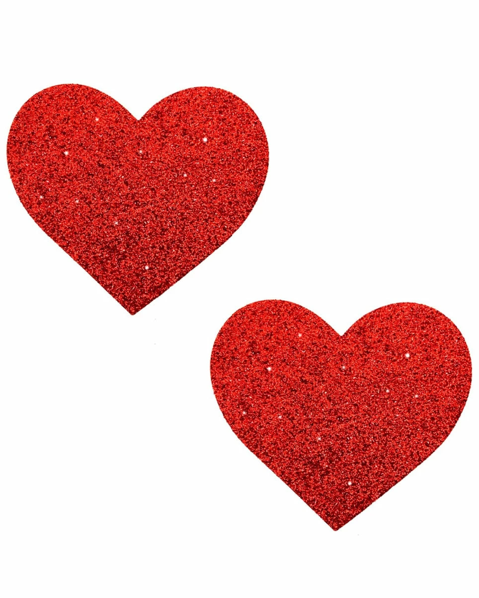 Neva Nude Red Glitter Heart Pasties 2 Neva Nude Red Glitter Heart Pasties - Image 2