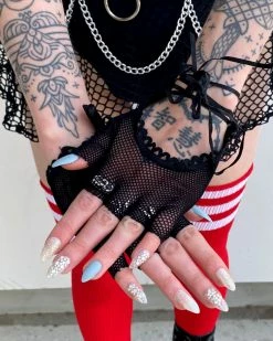 Music Legs Totally Bitchin' Lace-Up Fishnet Gloves -ravewonder shop Blank964x1205 43