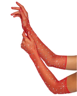 Leg Avenue Red Rhinestone Fishnet Long Gloves 5 Leg Avenue Red Rhinestone Fishnet Long Gloves -ravewonder shop Blank964x1205 5