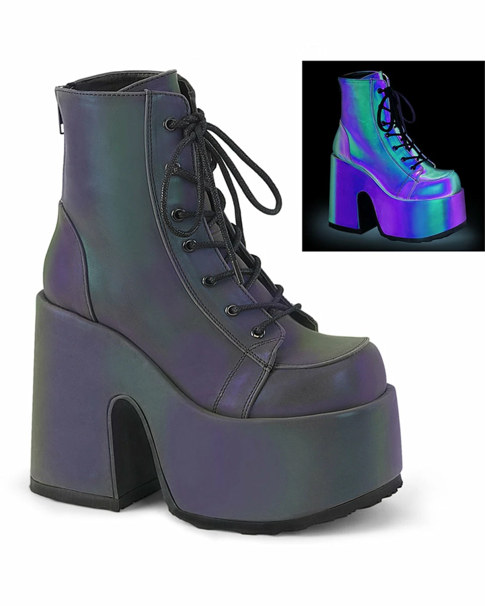 Pleasers Demonia Rainbow Reflective Platform Bootie 4 Pleasers Demonia Rainbow Reflective Platform Bootie - Image 2
