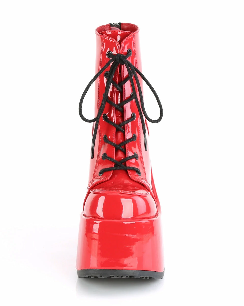 Pleasers Demonia Red Patent Chunky Lace-Up Boots 6 Pleasers Demonia Red Patent Chunky Lace-Up Boots - Image 4