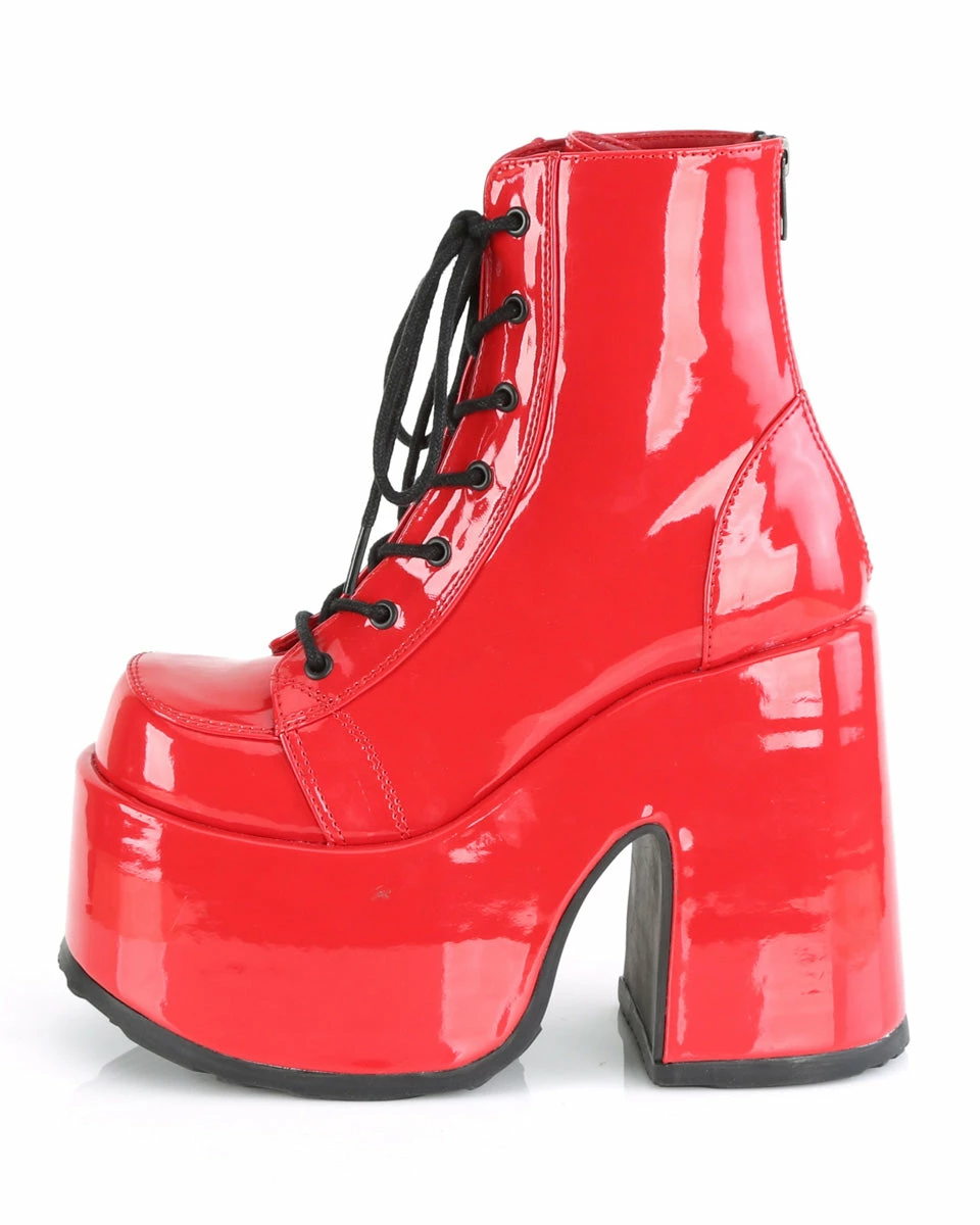 Pleasers Demonia Red Patent Chunky Lace-Up Boots 7 Pleasers Demonia Red Patent Chunky Lace-Up Boots - Image 5