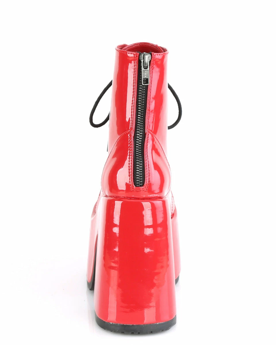 Pleasers Demonia Red Patent Chunky Lace-Up Boots 8 Pleasers Demonia Red Patent Chunky Lace-Up Boots - Image 6