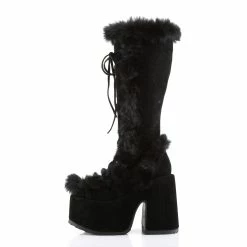Pleasers Demonia Black Furry Winter Faux Fur Boots -ravewonder shop CAMEL 311 B SUE05