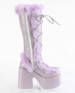 Pleasers Demonia Lavender Furry Winter Faux Fur Boots -ravewonder shop CAMEL 311 LVVL13