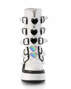 Pleasers Demonia Emily White Heart-Buckle Boots 16 Pleasers Demonia Emily White Heart-Buckle Boots -ravewonder shop EMILY 330 WVL01