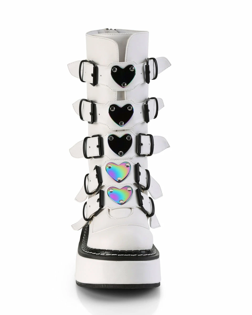 Pleasers Demonia Emily White Heart-Buckle Boots 8 Pleasers Demonia Emily White Heart-Buckle Boots - Image 6