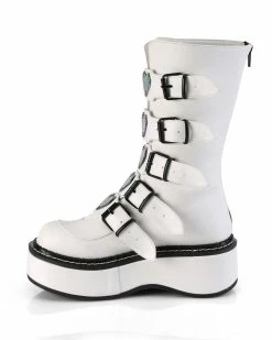 Pleasers Demonia Emily White Heart-Buckle Boots 17 Pleasers Demonia Emily White Heart-Buckle Boots -ravewonder shop EMILY 330 WVL05